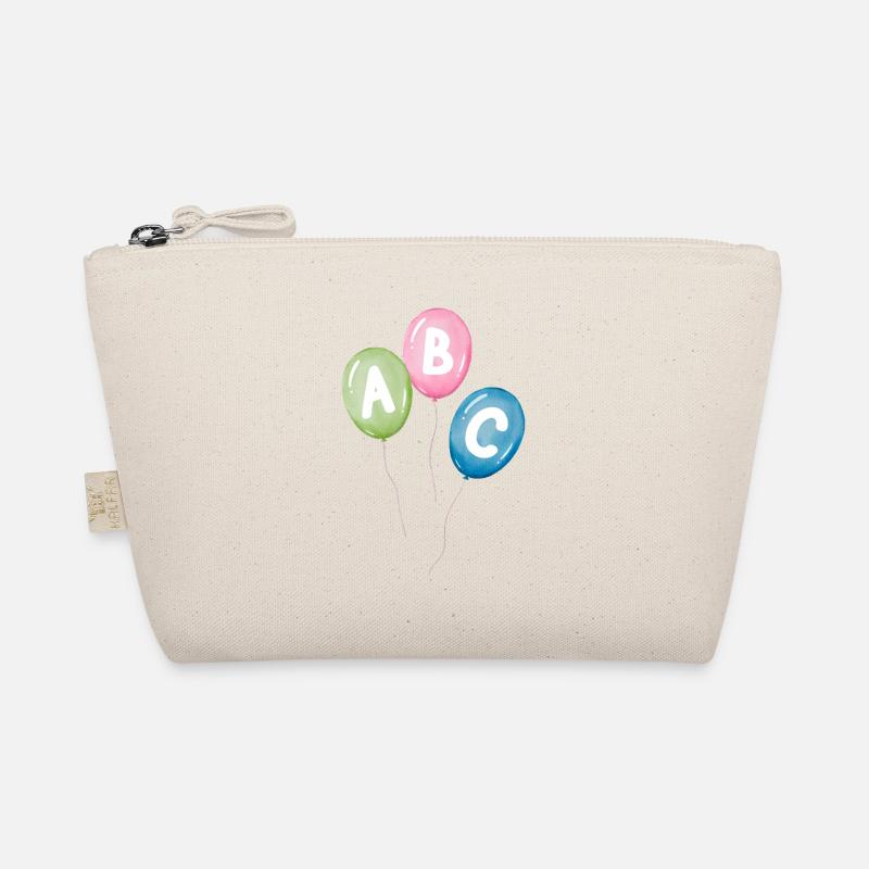 Luftballons mit ABC Buchstaben - zum Schulanfang - Bio-Täschchen - Natur
