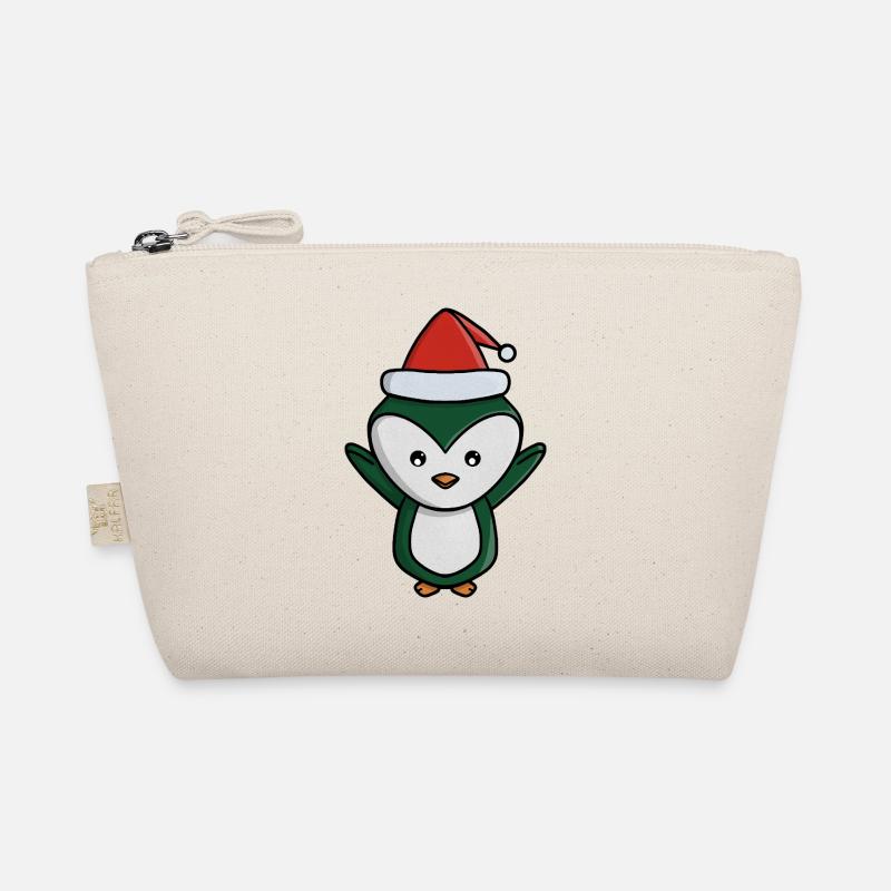 Festlicher Pinguin mit Weihnachtsmütze Bio-Täschchen