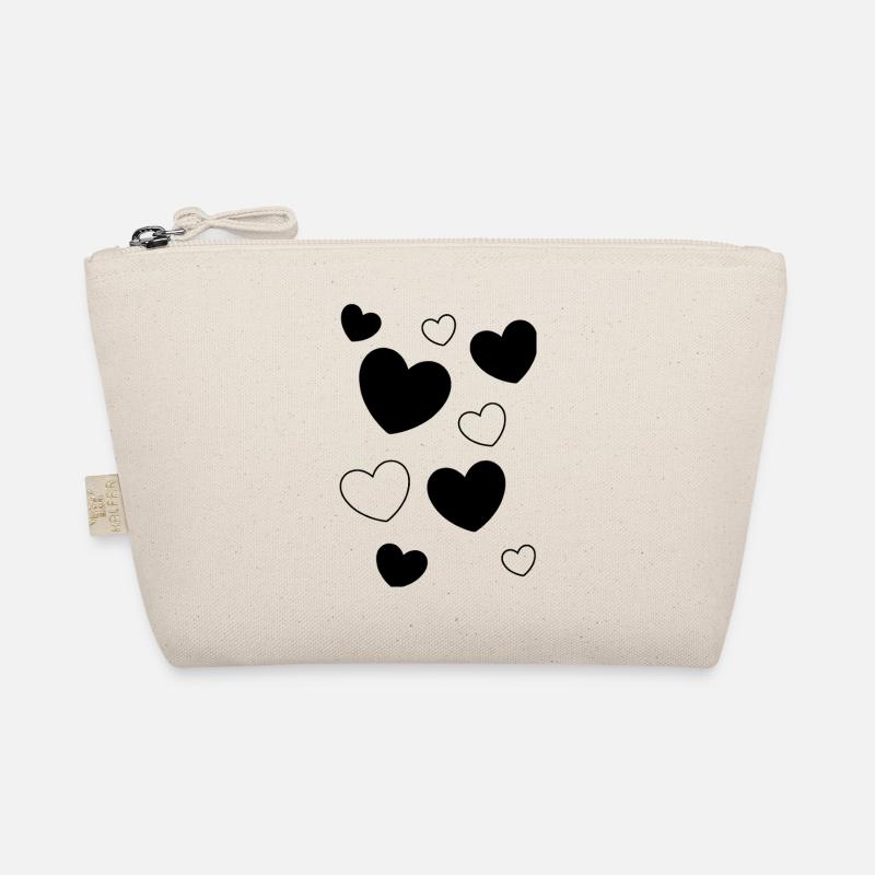 Heart Black Black Heart Pattern Heart Pattern Organic Pouch