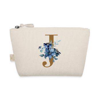 Florales J – Goldener Buchstabe mit Blüten - Bio-Täschchen - Natur - Vorne