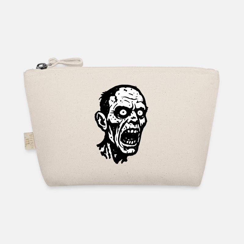 Schreiender Zombie Kopfprint Halloween - Bio-Täschchen - Natur