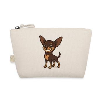Grinning Chihuahua Cartoon Dog - Organic Pouch - nature - Front