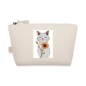 Gelassene Katze mit Sonnenblume - Bio-Täschchen - Natur - Vorne