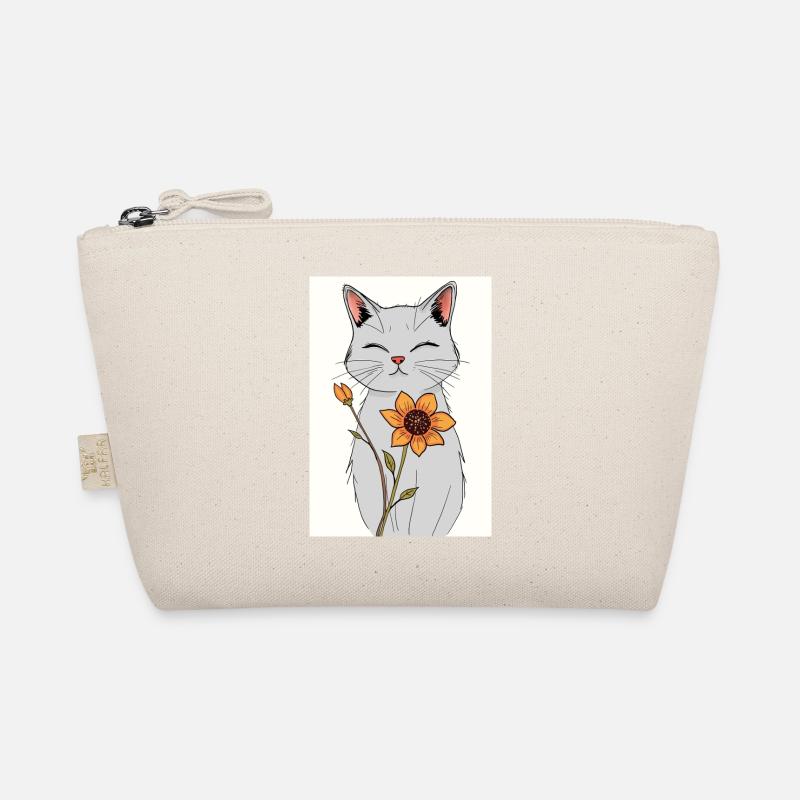 Gelassene Katze mit Sonnenblume Bio-Täschchen