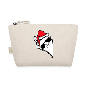 Lama Cool Sonnenbrille Weihnachtsmütze Seitlich - Bio-Täschchen - Natur - Vorne