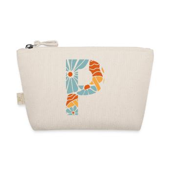 Buchstabe p groovige Blumen Geschenkidee - Bio-Täschchen - Natur - Vorne