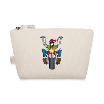 Rebel Biker Skeleton - Organic Pouch - nature - Front