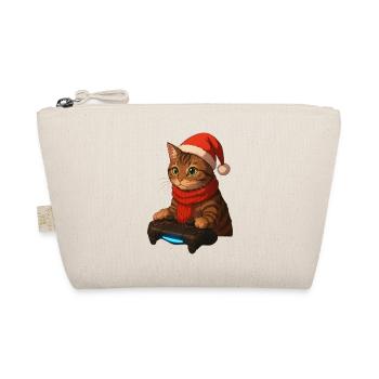 Cat gamer in Christmas look - Organic Pouch - nature - Front