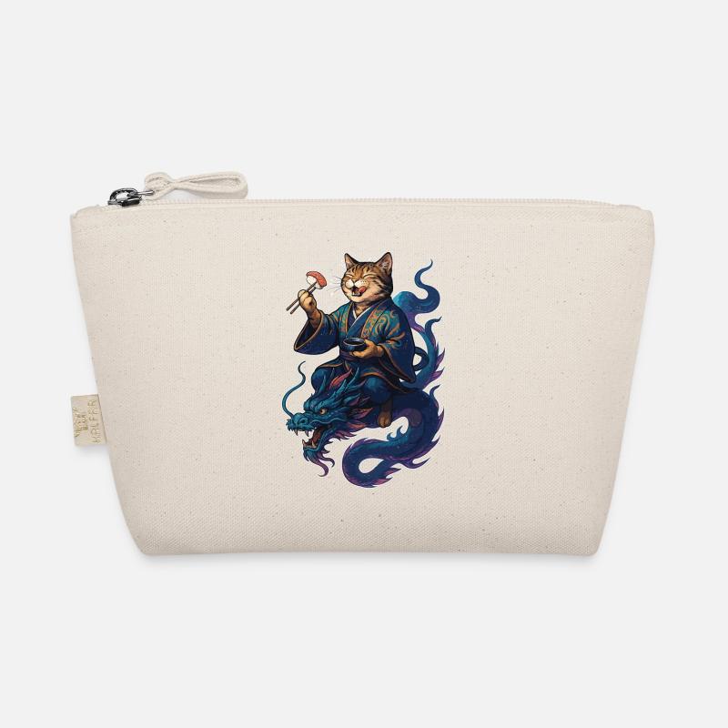 Sushi Katze getigert Kimono Drache Geschenk - Bio-Täschchen - Natur