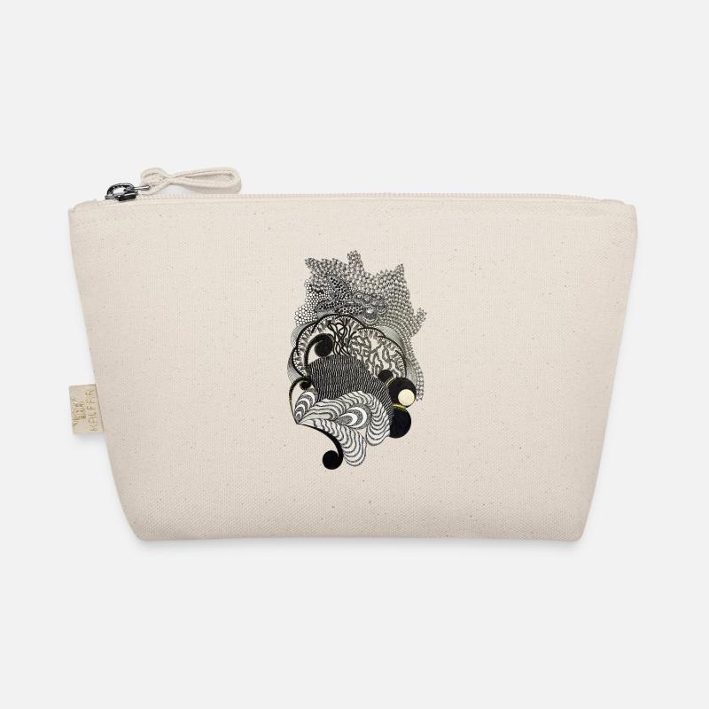 Black and White Decorative Waves Pattern Organic Pouch
