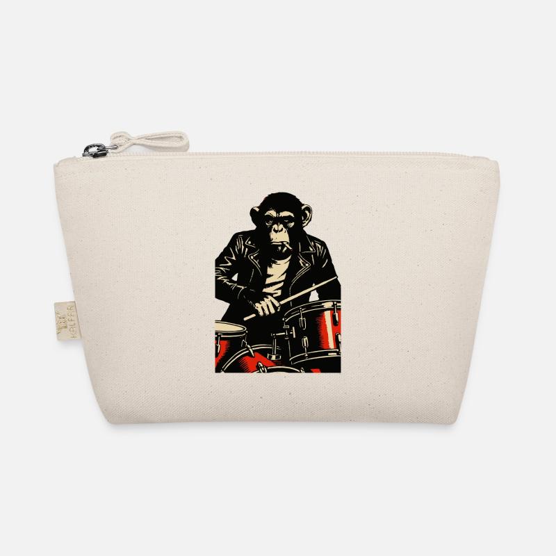 Chimp Drummer in Leather Jacket Organic Pouch