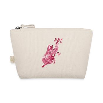 Sloth with Red Floral Print – Line Art - Organic Pouch - nature - Front