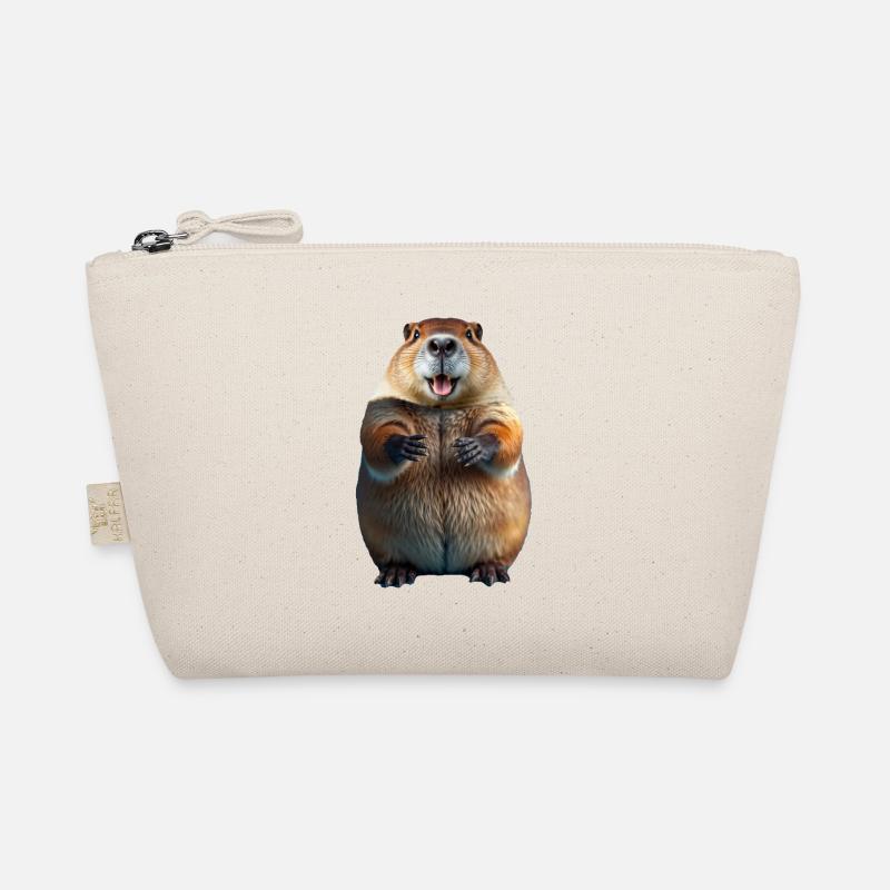 Beaver Smile Friendly 3D-Cartoon - Bio-Täschchen - Natur