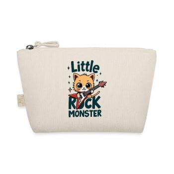 Little Rock Monster – Cute Cat Guitar Motif - Organic Pouch - nature - Front