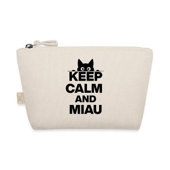 KEEP CALM AND MEOW! CAT LOVER CATLOVER black - Organic Pouch - nature - Front
