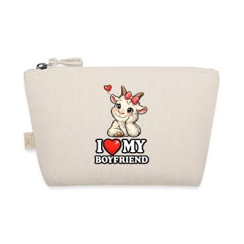 Cute Goat I Love My Boyfriend Comic Graphic - Organic Pouch - nature - Front