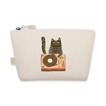 Katzen-DJ auf Vinyl-Plattenteller - Bio-Täschchen - Natur - Vorne
