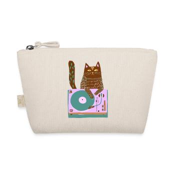Katzen-DJ auf Retro-Plattenspieler - Bio-Täschchen - Natur - Vorne