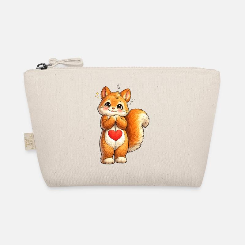 Shy squirrel with red heart Organic Pouch