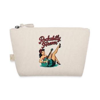 Rockabilly Forever: Pin-up Woman with Electric Guitar Retr - Organic Pouch - nature - Front