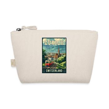 Discover Zurich in Switzerland Vintage Travel Art - Organic Pouch - nature - Front