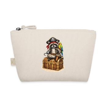 Raccoon pirate on treasure chest - Organic Pouch - nature - Front