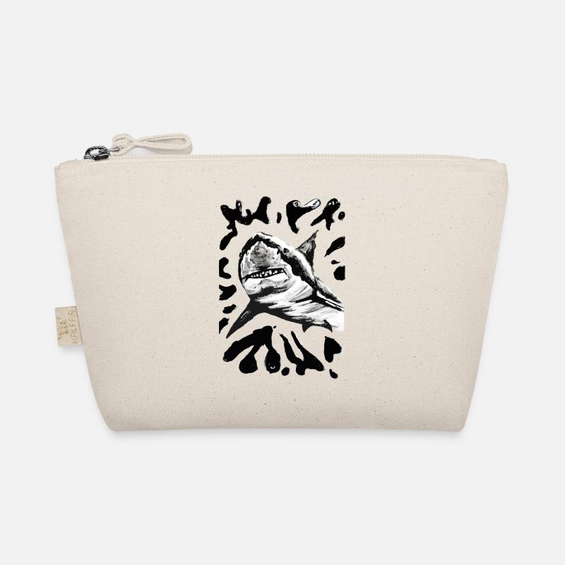 Black and White Shark Sketch Ink Art Organic Pouch