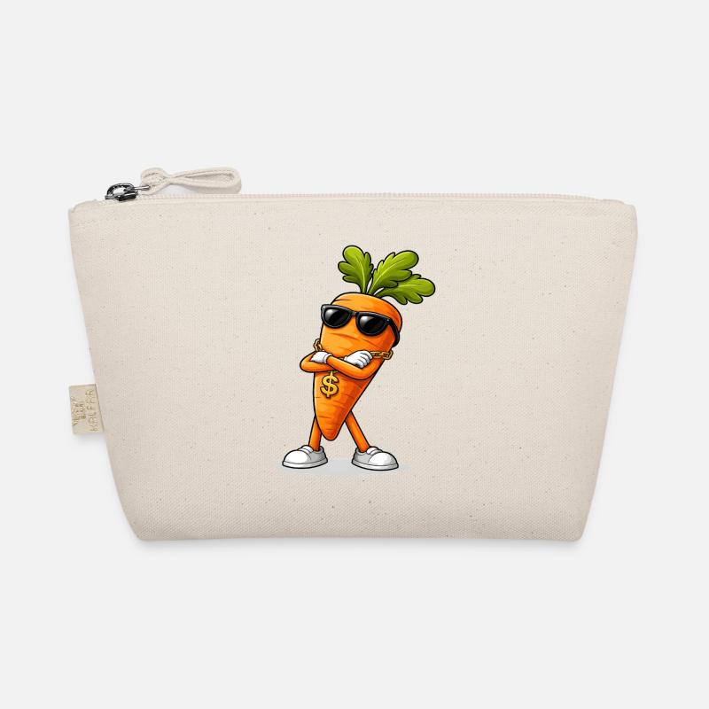 Coole Karotte mit Sonnenbrille und Kette - Bio-Täschchen - Natur
