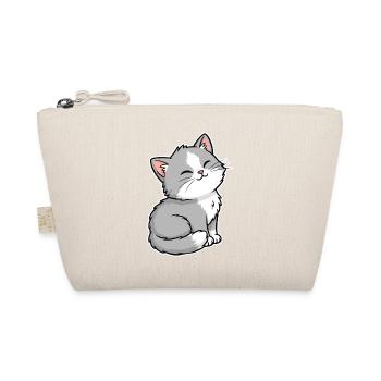 Grau-weißes Happy Kitten Kawaii-Porträt - Bio-Täschchen - Natur - Vorne