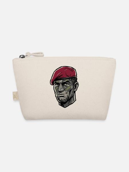 Bordeux Barett Soldier Portrait Vintage Style - Bio-Täschchen - Natur - Vorne