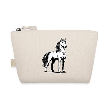 Pferd_stehend_Schwarz-White - Organic Pouch - nature - Front
