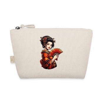 Geisha en kimono rouge avec éventail - Trousse biologique - nature - Devant