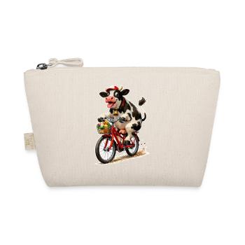 Cow on bicycle with basket - Organic Pouch - nature - Front