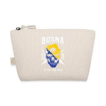 BOSNIEN Bosna Fußball Fan Totenkopf Flagge - Bio-Täschchen - Natur - Vorne