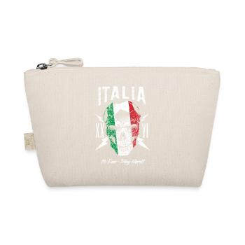 ITALIEN Italia Fußball Fan Totenkopf Flagge - Bio-Täschchen - Natur - Vorne