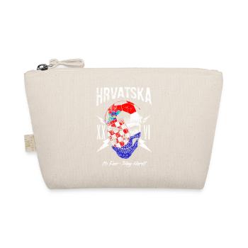 KROATIEN hrvatska Fußball Fan Totenkopf Flagge - Bio-Täschchen - Natur - Vorne