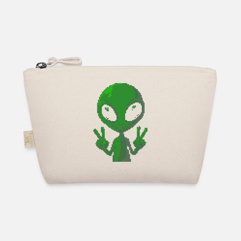 Pixel Alien Peace Sign Bio-Täschchen