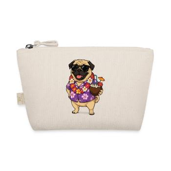 Pug Hawaiian look with cocktail - Organic Pouch - nature - Front
