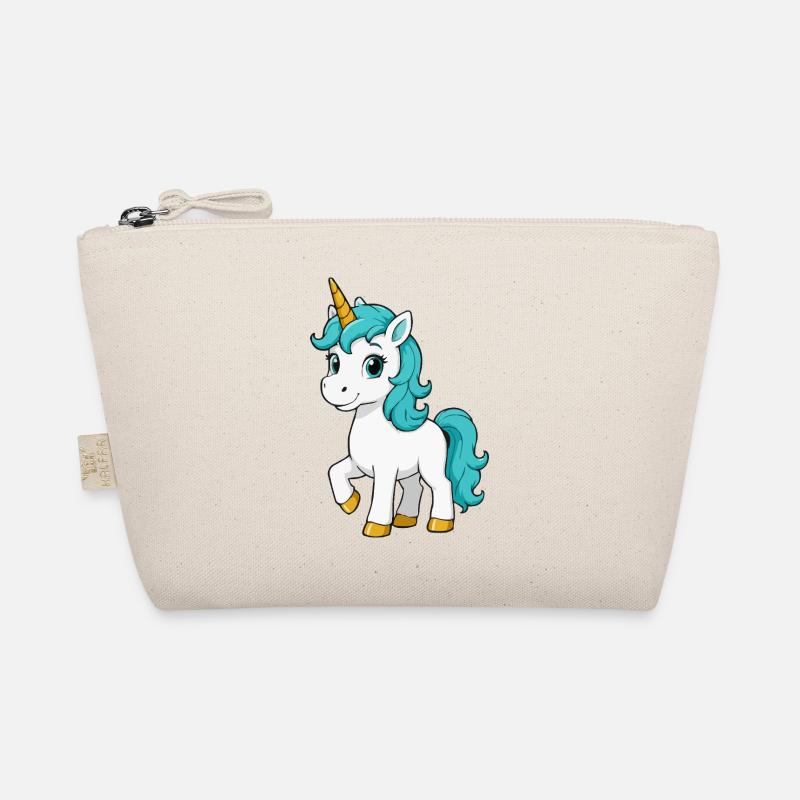 Turquoise unicorn with luminous mane Organic Pouch