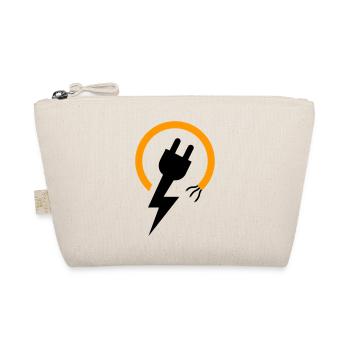 Electrician logo with lightning bolt and plug - Organic Pouch - nature - Front