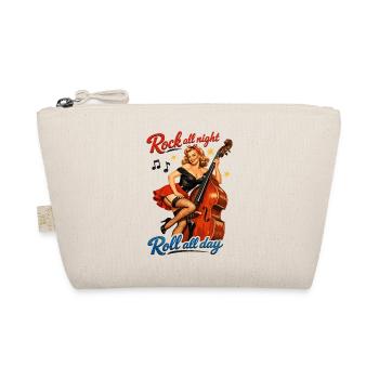 T-shirt rétro Pin-Up Double Bass Rockabilly - Trousse biologique - nature - Devant