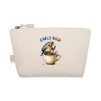 Early Bird Tired Grumpy Coffee Bird Cartoon Art - Bio-Täschchen - Natur - Vorne