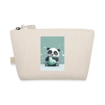 Tender panda and pastel green heart - Organic Pouch - nature - Front