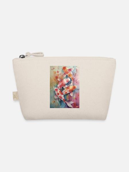Mehrfarbige Aquarell-Koi - Bio-Täschchen - Natur