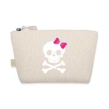 Cute skull with pink bow - Organic Pouch - nature - Front