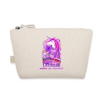 Einhorn Schulstart Rosa 1. Klasse Schulkind - Bio-Täschchen - Natur - Vorne