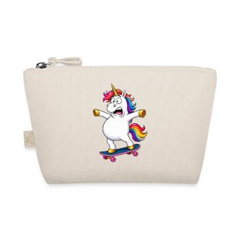 Wobbly Unicorn Skateboard Fail - Organic Pouch - nature - Front
