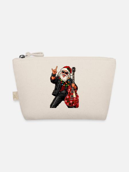Santa Rock Weihnachtsgitarre - Bio-Täschchen - Natur