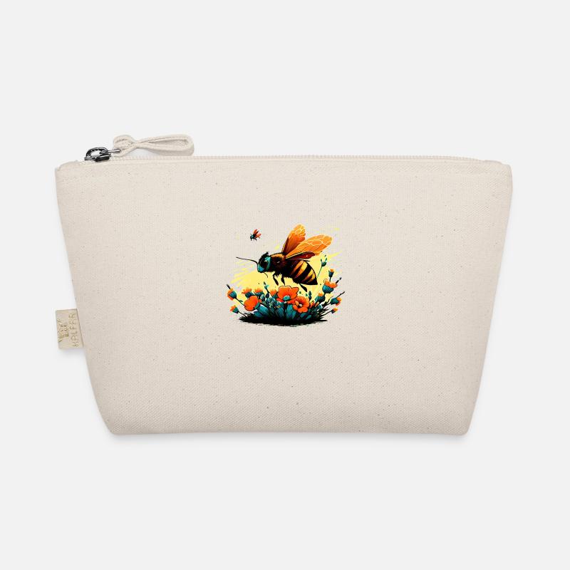Cool Bee Motif with Marigold Cartoon Comic Organic Pouch