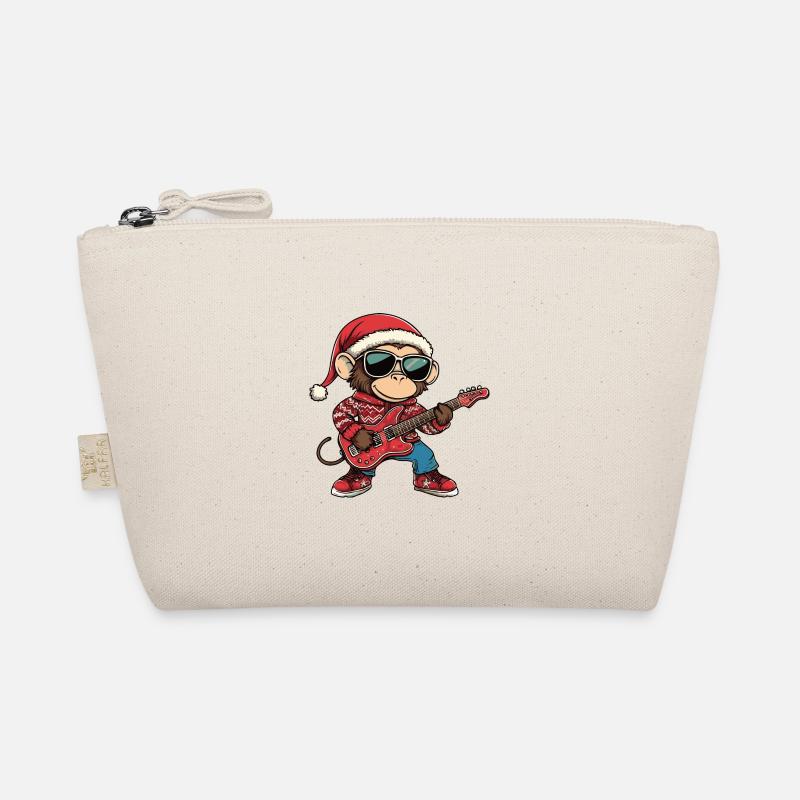 Monkey Christmas Rocker Guitar Organic Pouch